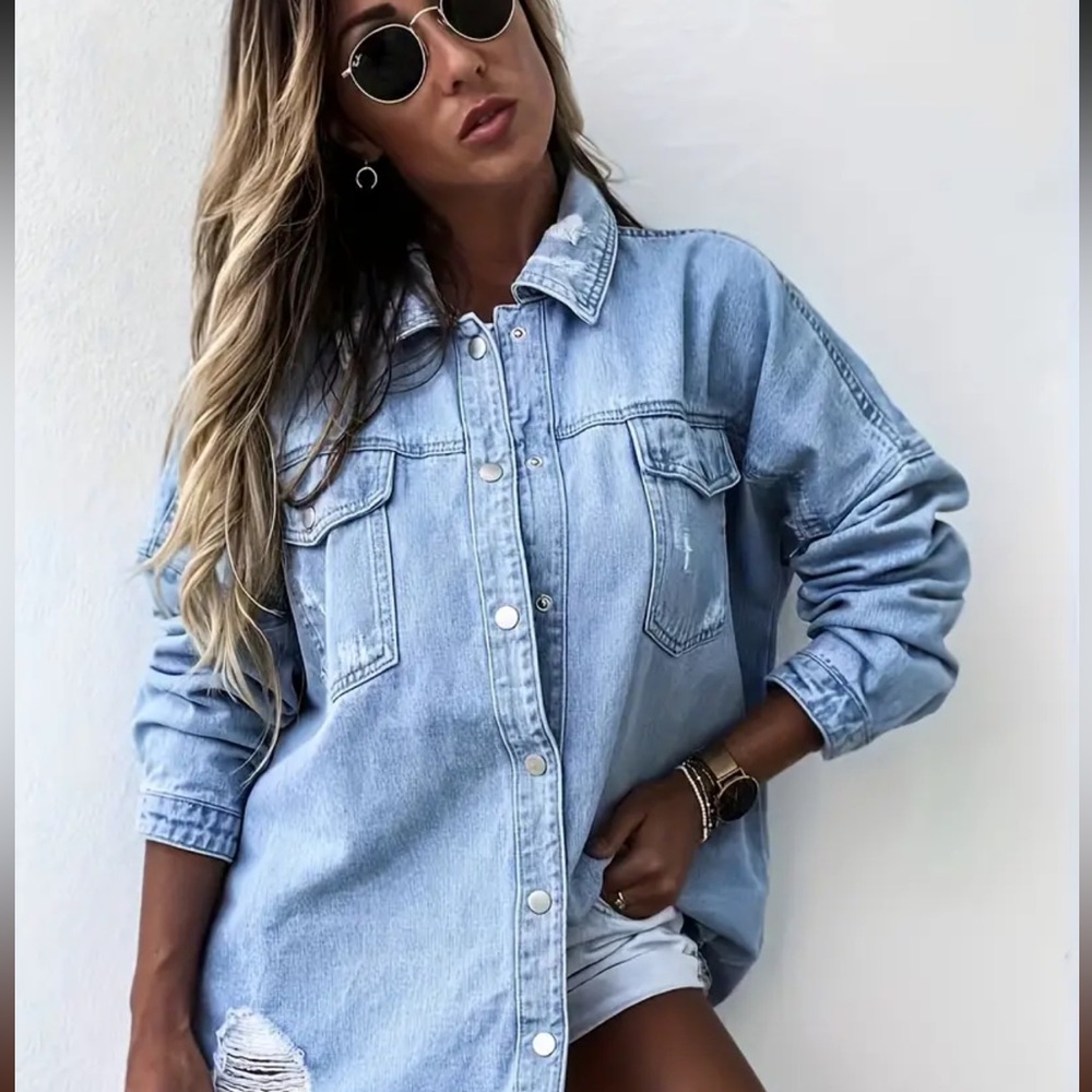 Distressed Jean Top - Picture 7 of 7